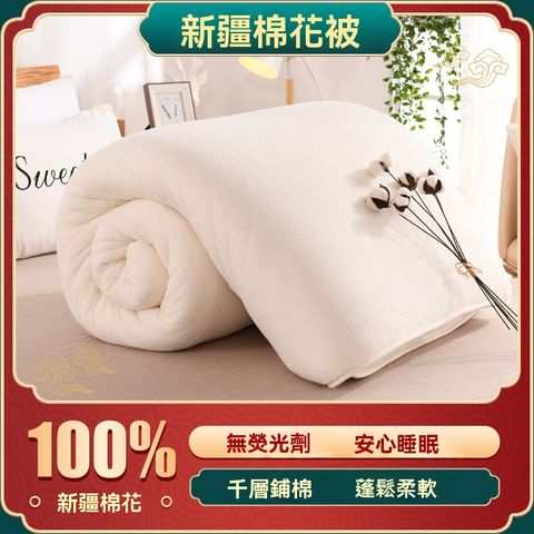 【伊達】新疆棉花被芯 100%長絨棉 純棉花被芯 冬被 全棉春秋蓋被棉胎墊 被棉絮8斤150*200cm