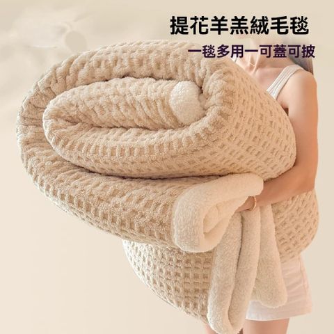 【臻品購】提花羊羔絨毛毯 加厚冬季珊瑚絨小毯子 辦公室午睡披肩 沙發蓋毯 午睡毯 150*200cm