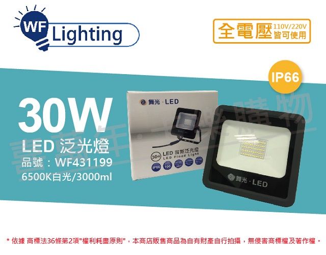 DanceLight 舞光  LED 30W 6500K 白光 140度 IP66 全電壓 宙斯 泛光燈 投光燈 _ WF431199