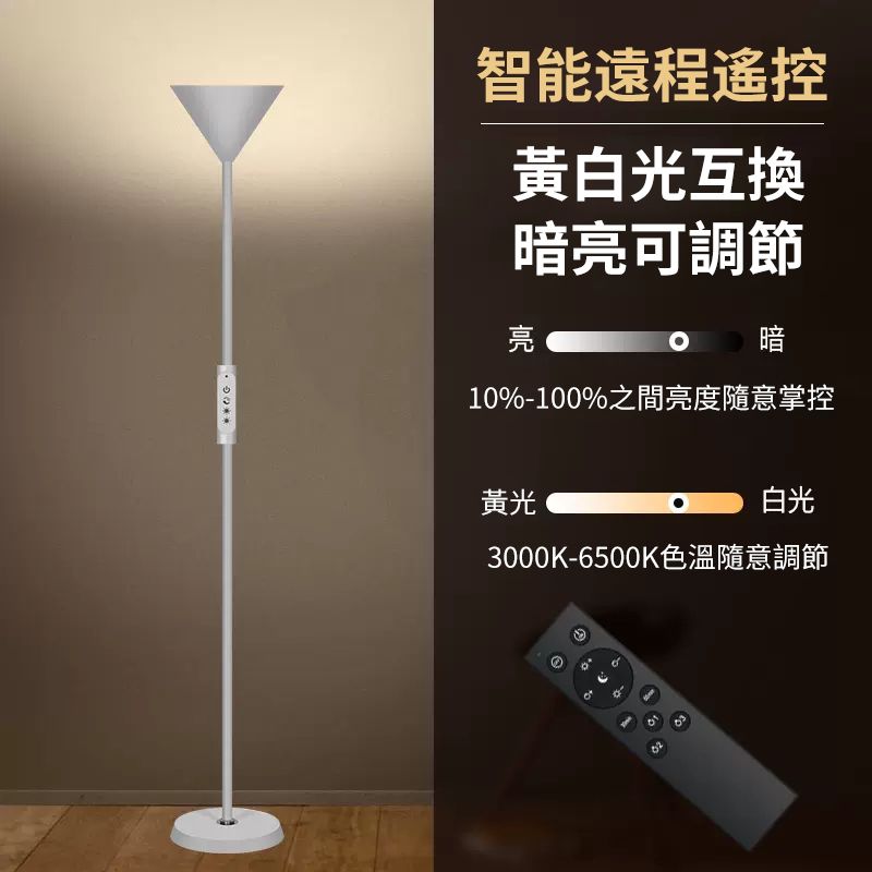 Ogula 小倉 LED落地燈客廳簡約18W遙控落地立燈超亮臥室床頭燈輕奢風落地氛圍燈裝飾燈閱讀燈三檔調光燈
