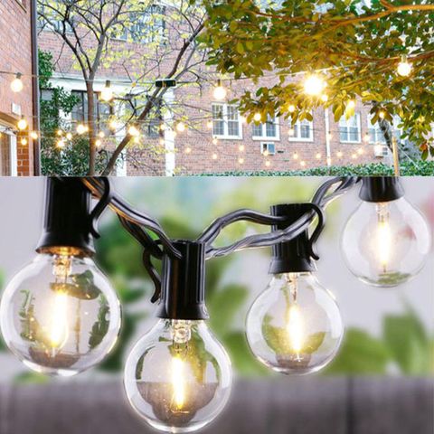 居家戶外露營氣氛佈置裝飾燈泡燈串G40 鎢絲燈 25顆(總長:7.5m)玻璃燈泡/清亮透明光線優美/適合居家或店面