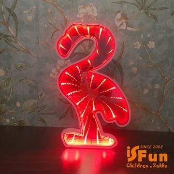 iSFun 銀河爆炸立體炫光隧道木質鏡面燈/丹頂鶴