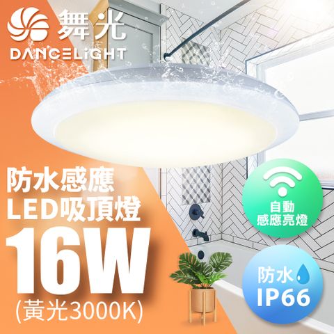 DanceLight 舞光 LED微波感應吸頂燈1-2坪16W防塵防水1入(白光/黃光)