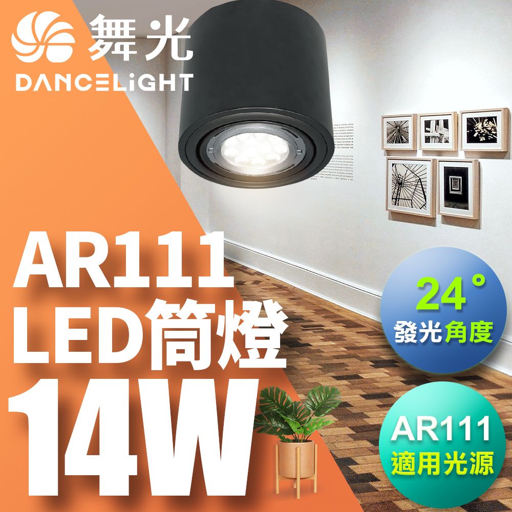 DanceLight 舞光 AR111 替換式筒燈 含14W光源 發光角度24度 一體成形 黑殼(白光/自然光/黃光)-3入組