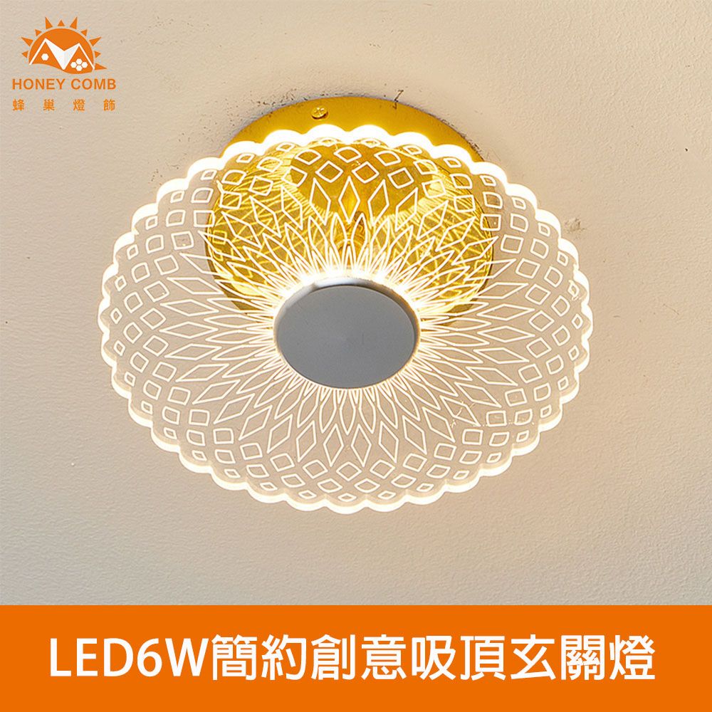 HONEY COMB 方格紋LED6W簡約現代創意吸頂玄關燈(V2075-1)