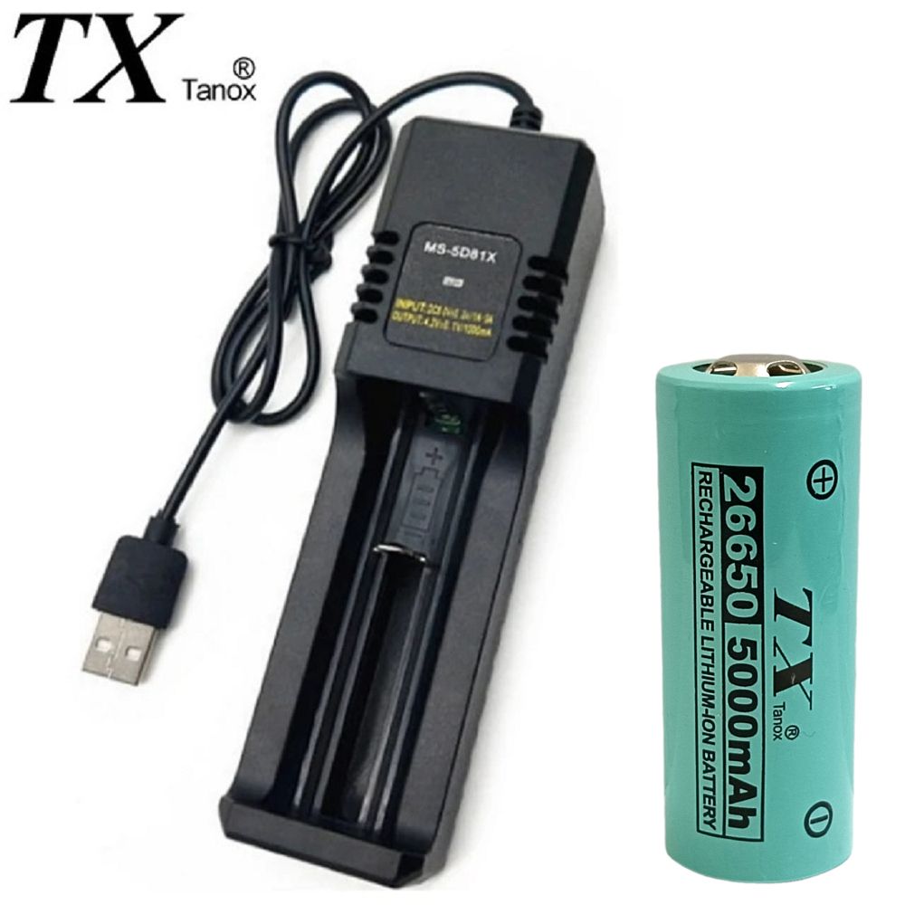 TX特林 5000mAh26650鋰充電池附USB充電器(LI26650-1-USB)