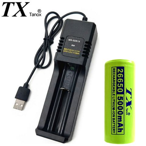 TX特林 5000mAh26650鋰充電池附USB充電器(LI26650-1-USB)