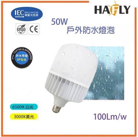 HAFLY  LED 50W戶外防水燈泡E27頭 IP54 免運