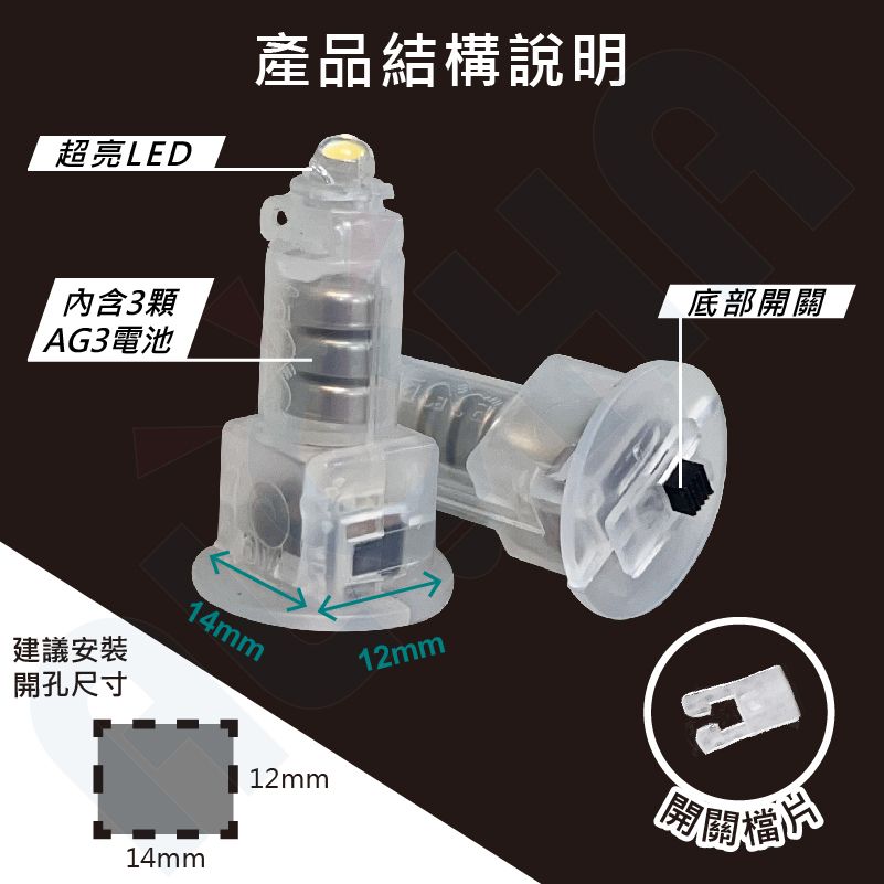 ALOHA 阿囉哈 DIY創意燈籠LED燈配件10入-白光 LED燈芯燈泡 元宵燈籠 美術勞作材料