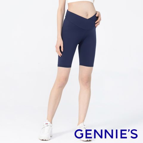 Gennies奇妮 彈力百搭孕婦運動五分褲(藍T4N06)