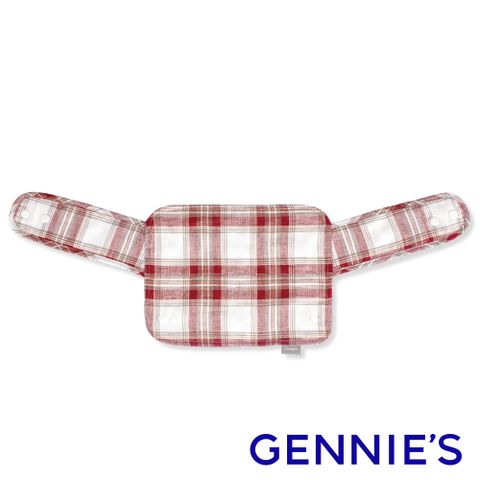 【Gennies奇妮】英倫揹帶口水巾1入(胸前口水巾)(紅白)