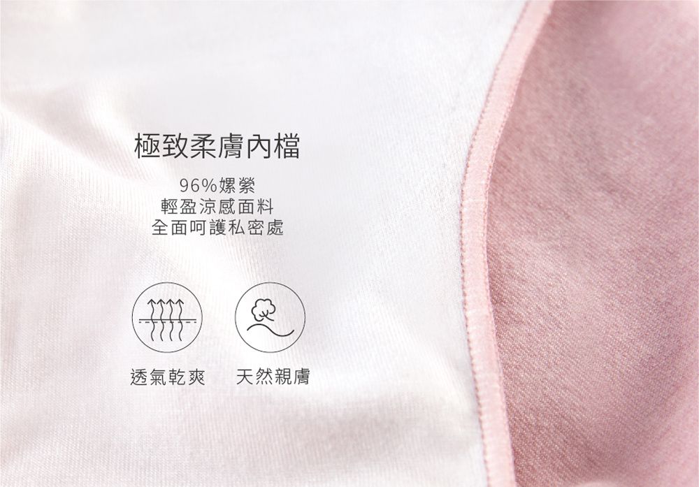 極致柔膚檔96%嫘縈輕盈涼感面料全面呵護私密處透氣乾爽 天然親膚