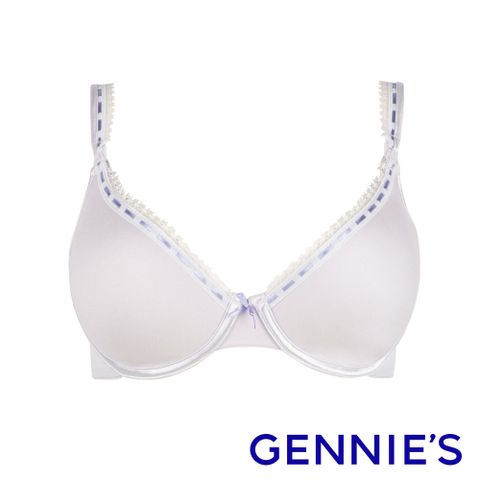 Gennies 奇妮 010系列-細蕾絲緞帶包覆哺乳內衣(粉紫/米白TA27)