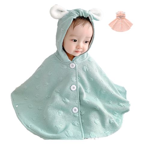 保暖連帽斗篷外套 嬰兒披風 寶寶外套 小耳朵造型斗篷
