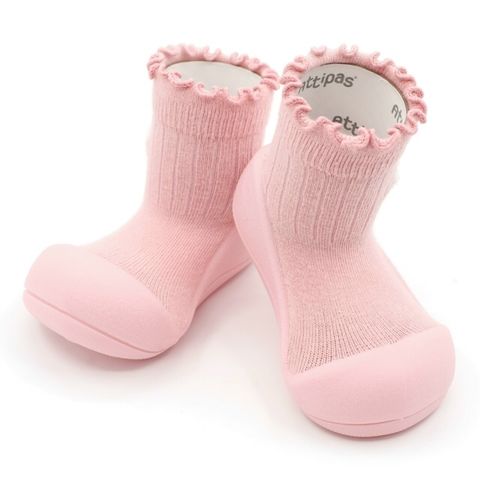 韓國Attipas襪型學步鞋-捲邊粉色小花
