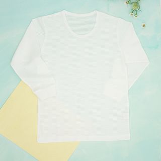 【Anny pepe】兒童純棉橫紋薄長袖內衣-白110~150
