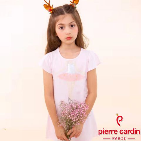 Pierre Cardin 皮爾卡登 女兒童跳舞女孩圓領短袖睡裙/居家服(KD140108粉)