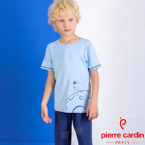 Pierre Cardin 皮爾卡登 男兒童宇宙太空人短袖兩件式套裝/居家服(KD250051藍)