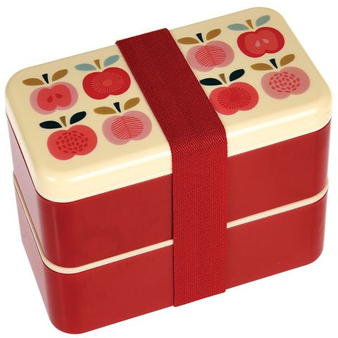 英國 Rex London 方形三層午餐盒/便當盒/野餐盒(附3入餐具)_紅蘋果_RL27092