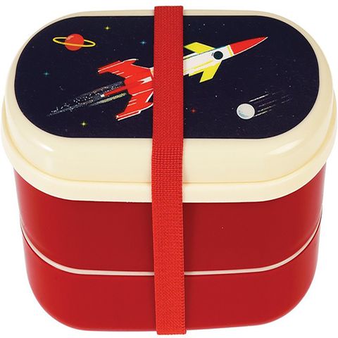 英國 Rex London 圓形三層午餐盒/便當盒/野餐盒(附2入餐具)_太空梭_RL28505