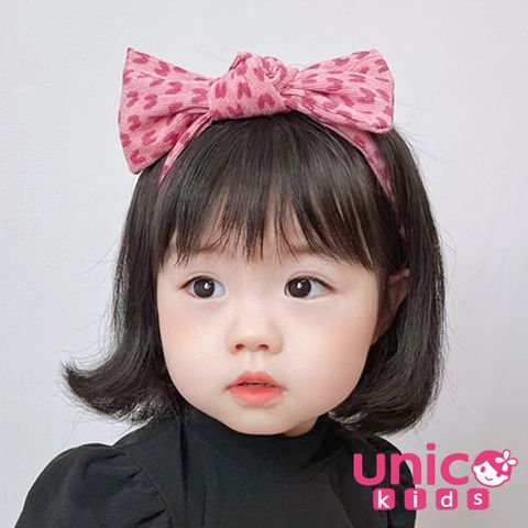 UNICO 兒童粉底印花復古感蝴蝶結髮箍