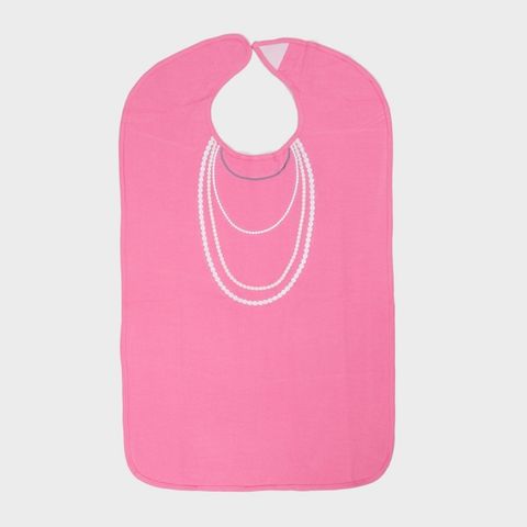 美國亞馬遜五星好評 優雅時尚設計美國Frenchie MC 粉紅珍珠項鍊成人防水圍兜禮盒