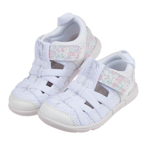 《布布童鞋》日本IFME白色和風花繪兒童機能水涼鞋(15~19公分) [ P1E601M ]