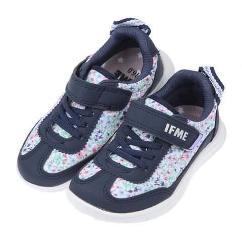 《布布童鞋》日本IFME甜美藍色小碎花兒童機能運動鞋(16~20公分) [ P1V802B ]