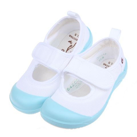 《布布童鞋》Moonstar日本製絆帶自黏式淺藍色兒童室內鞋(16~21公分) [ I2P029B ]