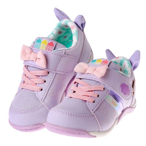 《布布童鞋》Moonstar日本Carrot童趣兔耳粉紫色兒童機能運動鞋(15~19公分) [ I3B339F ]