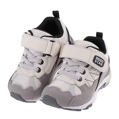 《布布童鞋》Moonstar日本Hi系列3E寬楦灰色兒童機能運動鞋(15~20公分) [ I3E357J ]
