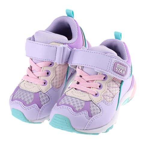 《布布童鞋》Moonstar日本Hi系列3E寬楦紫色兒童機能運動鞋(15~20公分) [ I3G359F ]