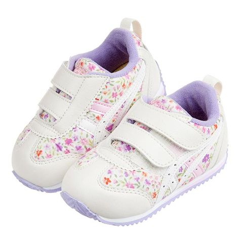 《布布童鞋》asics亞瑟士IDAHO寬楦碎花紫寶寶機能學步鞋(13~15.5公分) [ J0T167F ]