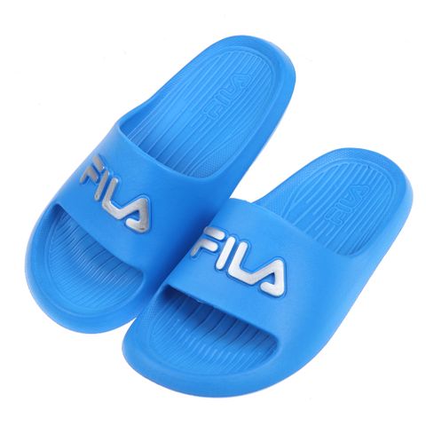《布布童鞋》FILA銀字寶藍色中童運動拖鞋(17~24公分) [ P2D32WB ]