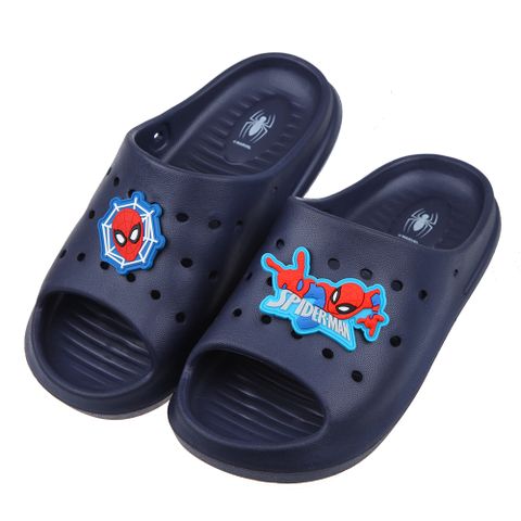 《布布童鞋》Marvel蜘蛛人深藍色兒童輕量洞洞拖鞋(19~22公分) [ B2N036B ]