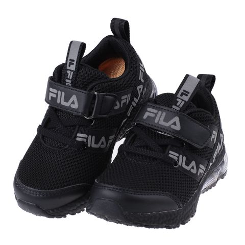 《布布童鞋》FILA康特杯奔馳黑色兒童氣墊慢跑運動鞋(16~22公分) [ P3A29XD ]