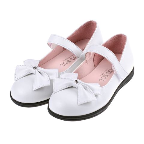 《布布童鞋》台灣製簡單有鑽蝴蝶結白色公主鞋學生鞋(19.5~23.5公分) [ K3A123M ]