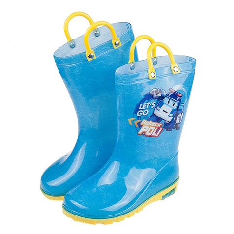 《布布童鞋》POLI波力警車藍色提把兒童雨鞋(16~21公分) [ B0R606B ]
