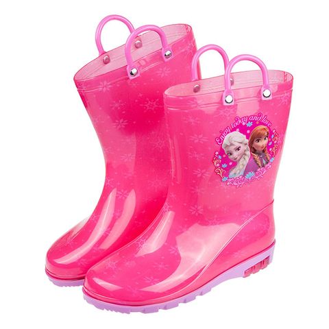 《布布童鞋》Disney冰雪奇緣姊妹桃粉色提把兒童雨鞋(17~22公分) [ B0T293G ]