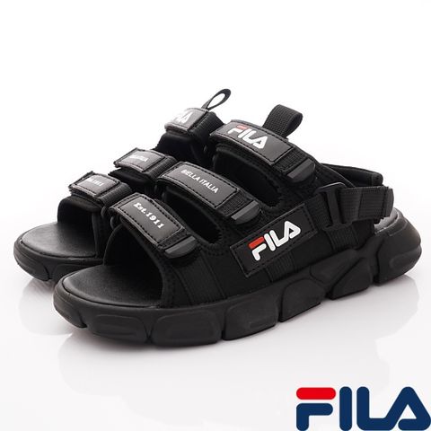 【FILA】頂級童鞋-休閒運動涼鞋-3-S418V-001黑-19~24cm