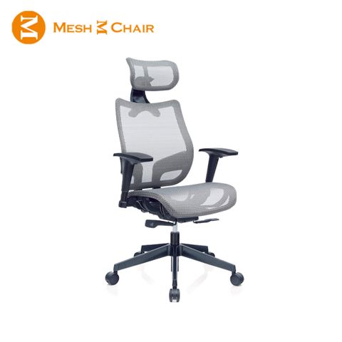【Mesh 3 Chair】恰恰人體工學網椅-附頭枕(銀灰)