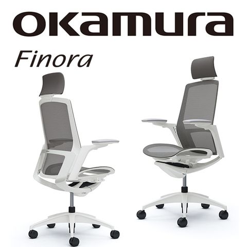 OKAMURA Finora 人體工學概念椅(白框)(網座)(中灰色)