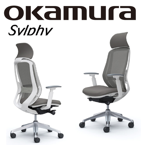 OKAMURA Sylphy 人體工學概念椅(白框)(烏雲灰色)(腰靠)