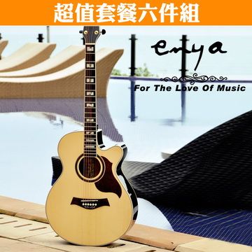 【美佳音樂】可試聽♫-美國Enya 40吋英格曼雲杉木缺角吉他．超值套餐六件組