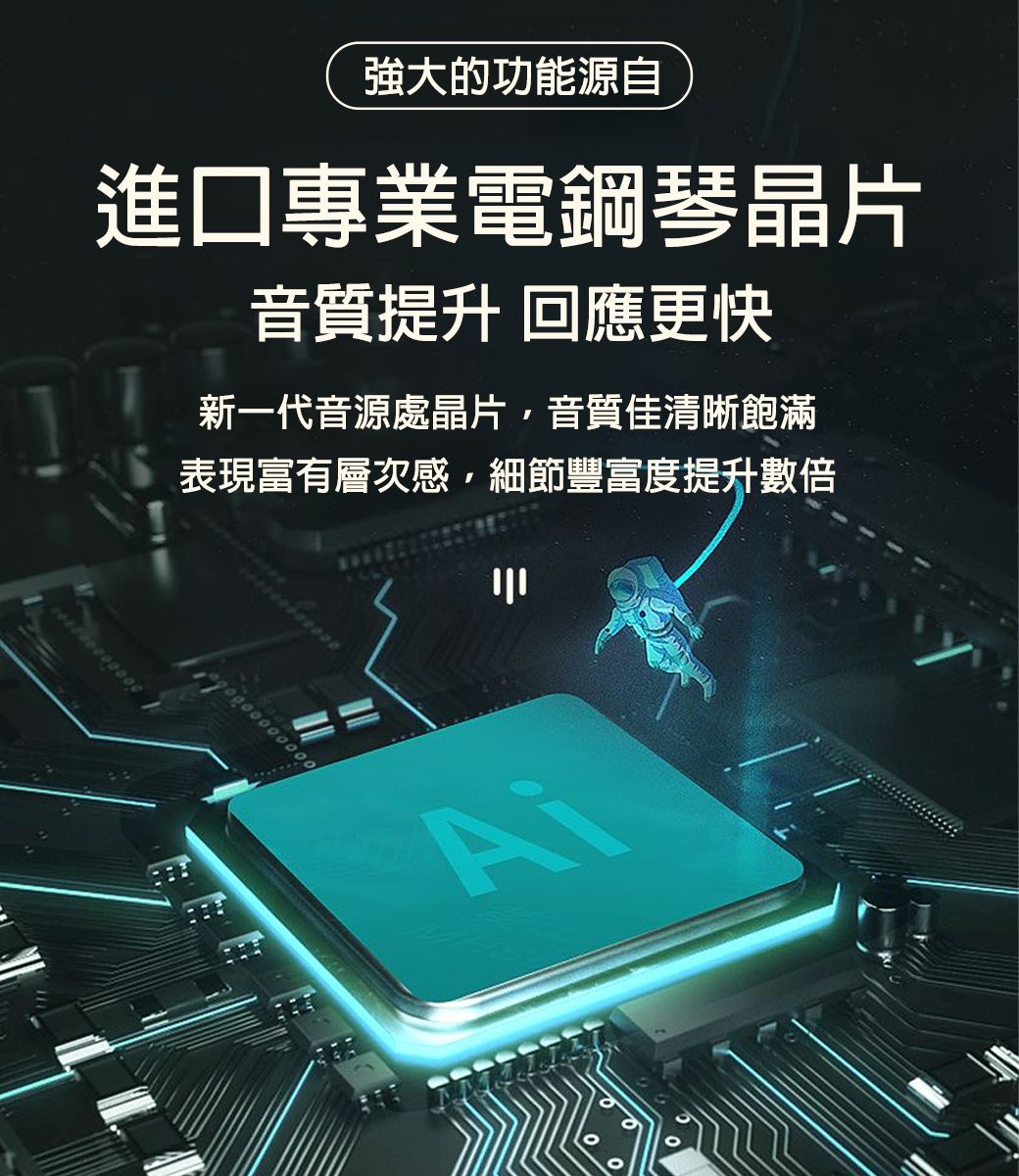 強大的功能源自進口專業電鋼琴晶片音質提升 回應更快新一代音源處晶片音質佳清晰飽滿表現富有層次感細節豐富度提升數倍