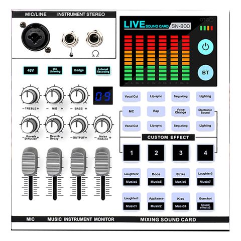 JYC Music新款SN-800專業直播聲卡混音器-手機電腦樂器兼容/K歌48V專用/英文介面款