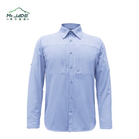 Mt.JADE 男款 Quartz極輕吸濕快乾兩用長袖襯衫 休閒穿搭/輕量機能-肯塔基藍