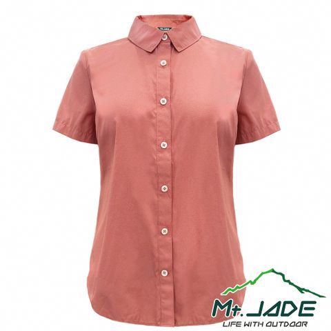 新品上市Mt.JADE 女款 Diana吸濕快乾抗UV短袖襯衫 休閒穿搭/輕量機能-珊瑚紅
