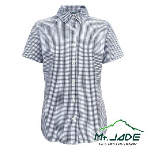 新品上市Mt.JADE 女款 Diana吸濕快乾抗UV短袖襯衫 休閒穿搭/輕量機能-湛藍(格紋)