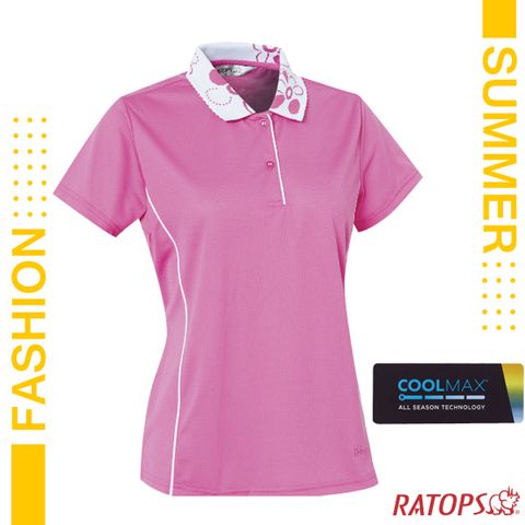 【瑞多仕-RATOPS】女款 COOLMAX 輕量透氣短袖POLO衫.運動休閒衫.防晒衣/DB1706 紫粉紅/白色芽